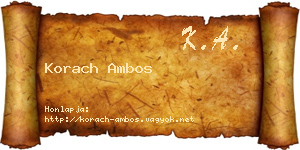 Korach Ambos névjegykártya